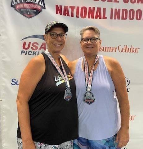 Pickleball winners from the 2022 USA National Indoor Championship - Beth Blackburn and Cathy Moore